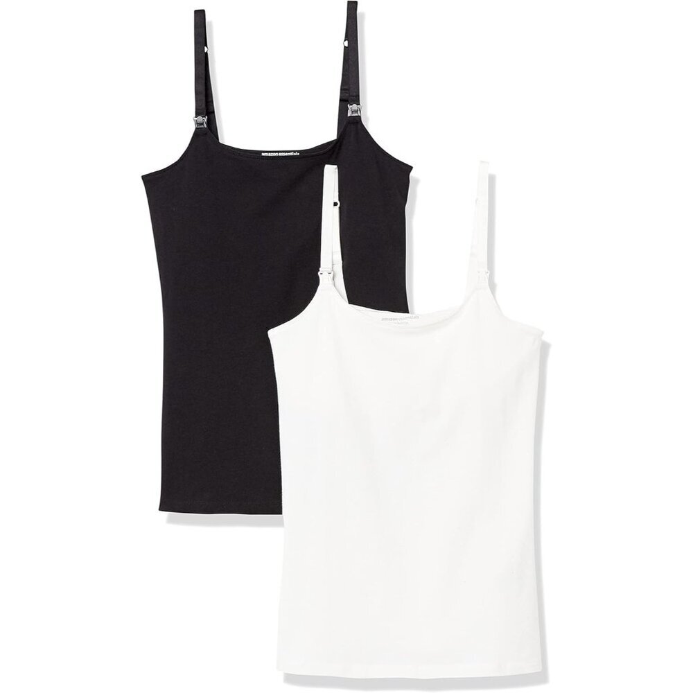 Women's Maternity Nursing Camisole Pack of 2 Adjustable Straps Built-in Shelf Br